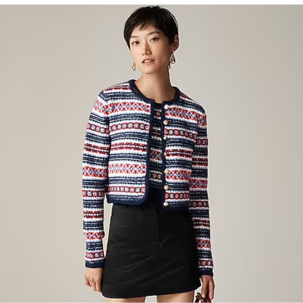J. Crew Fair Isle Lady Jacket in Boiled Wool Blend